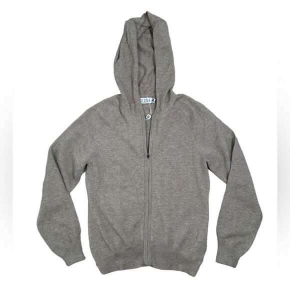 Kid Goyo Tan Pure Mongolian Cashmere Zip Up Long Sleeve Sweater - Picture 1 of 8